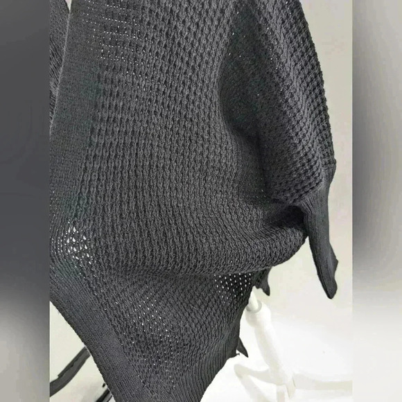 CHUNKY KNIT WINE Black OPEN CARDIGAN SWEATER Size Small NWT Oversized C+D+M - Picture 2 of 9